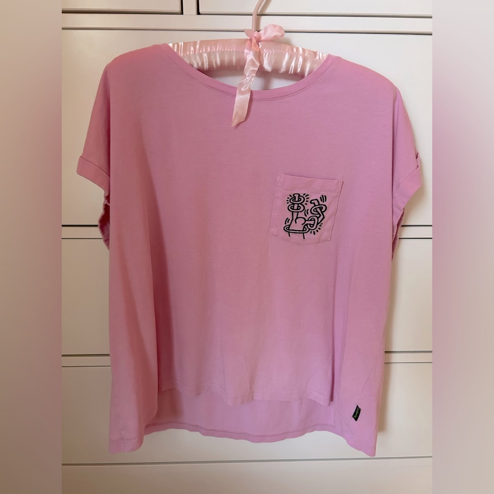 Uniqlo Keith Haring t-shirt top pink XL